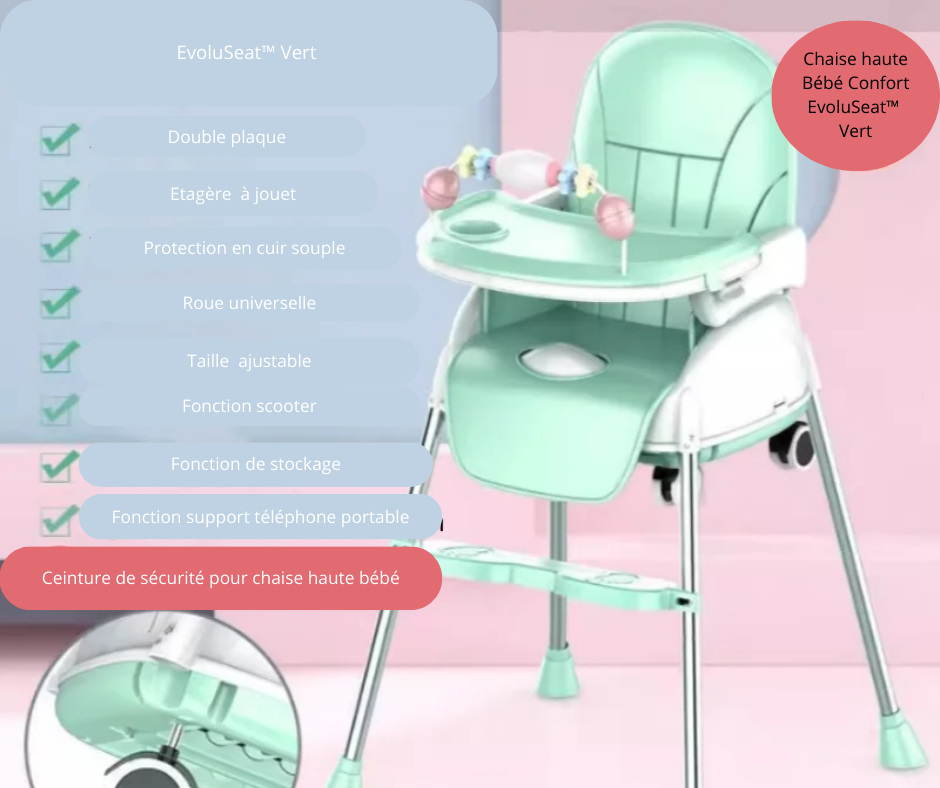 Chaise haute bébé confort |EvoluSeat™
